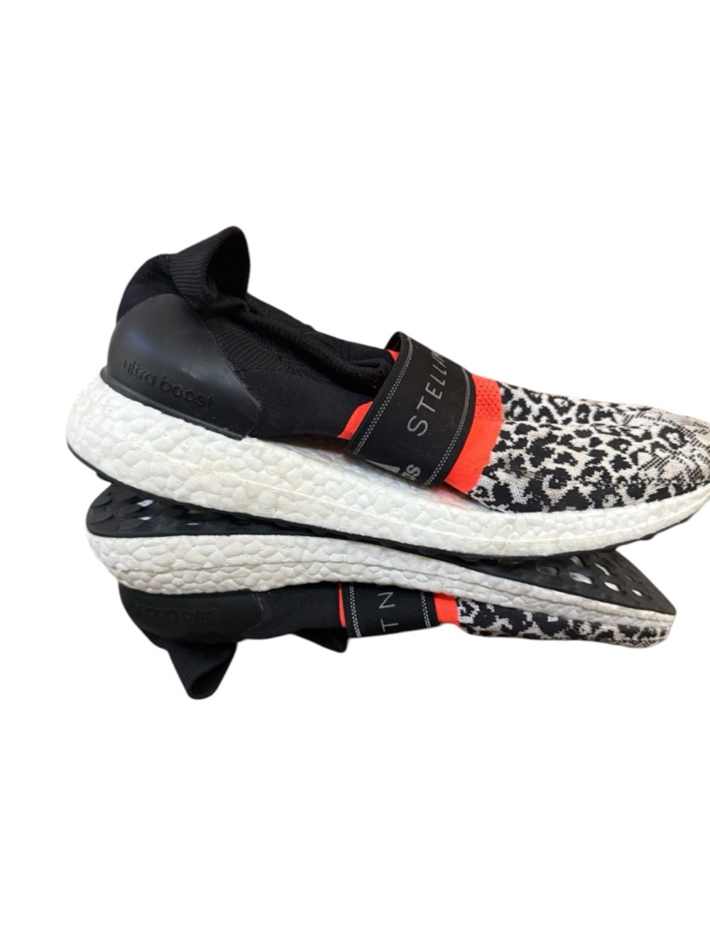 Stella McCartney X Adidas Black & Orange Leopard Knit Slip-On Sneakers - Picture 7 of 10